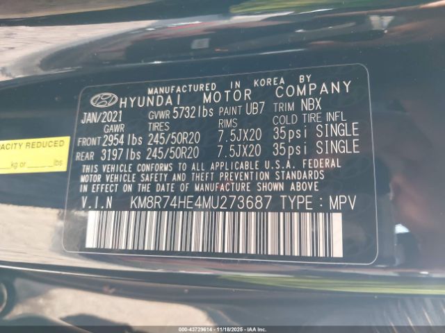 2021 HYUNDAI PALISADE KM8R74HE4MU273687 Photo 8