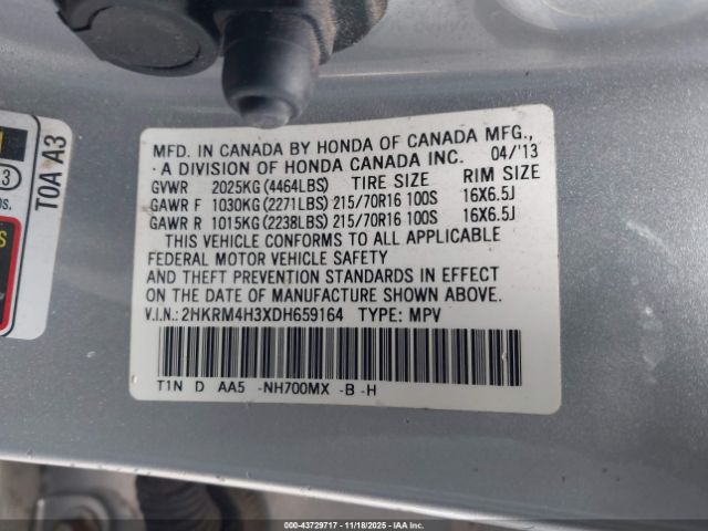 2013 HONDA CR-V 2HKRM4H3XDH659164 Photo 8