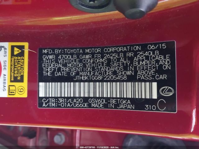 2015 LEXUS ES 350 JTHBK1GG8F2205458 Photo 8