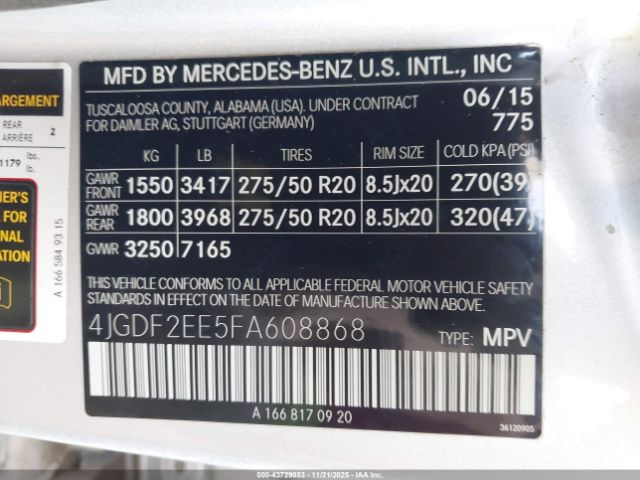 2015 MERCEDES-BENZ GL 350 BLUETEC 4JGDF2EE5FA608868 Photo 8