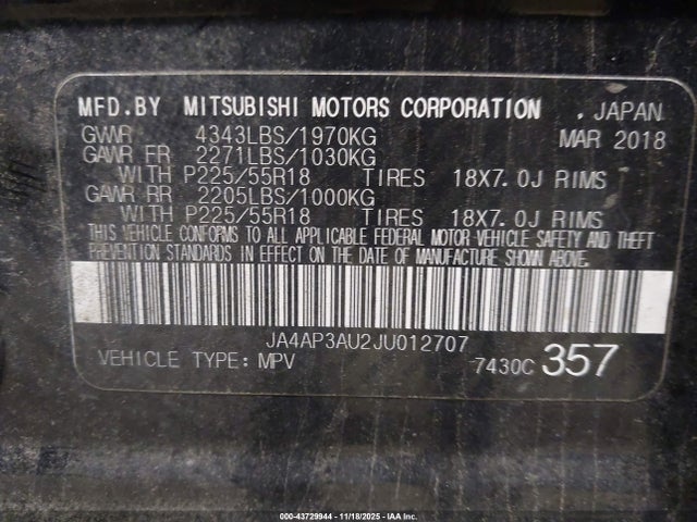 2018 MITSUBISHI OUTLANDER SPORT JA4AP3AU2JU012707 Photo 8