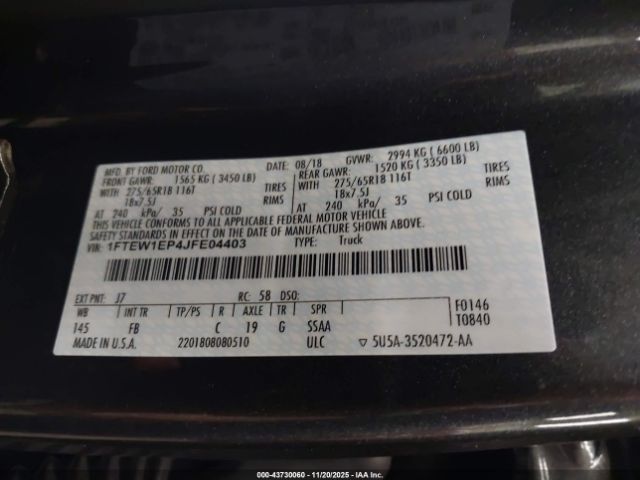 2018 FORD F-150 1FTEW1EP4JFE04403 Photo 8