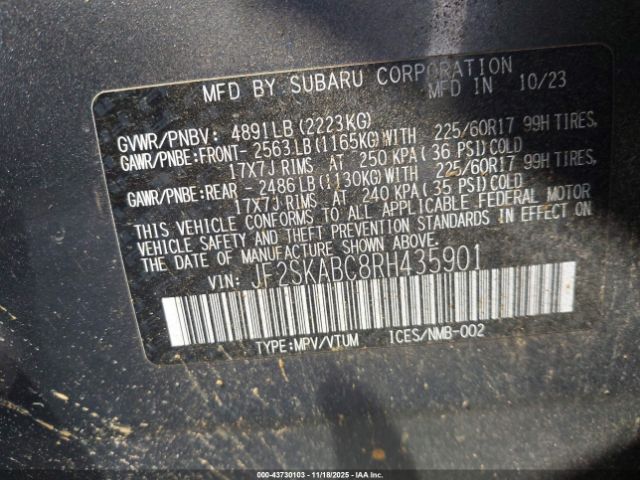 2024 SUBARU FORESTER JF2SKABC8RH435901 Photo 8