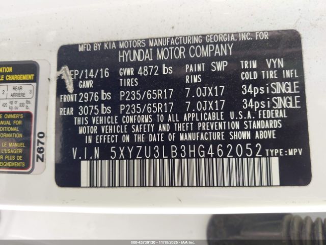 2017 HYUNDAI SANTA FE SPORT 5XYZU3LB3HG462052 Photo 8