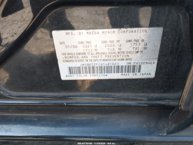 2006 MAZDA MAZDA3 JM1BK32F261481023 Photo 8