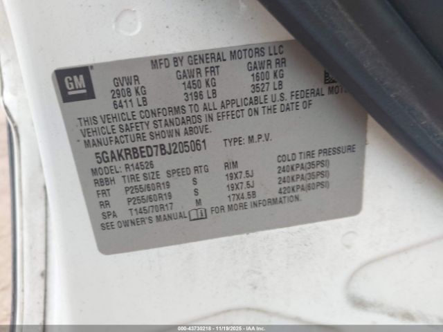 2011 BUICK ENCLAVE 5GAKRBED7BJ205061 Photo 8