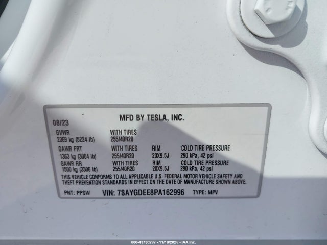 2023 TESLA MODEL Y 7SAYGDEE8PA162996 Photo 8