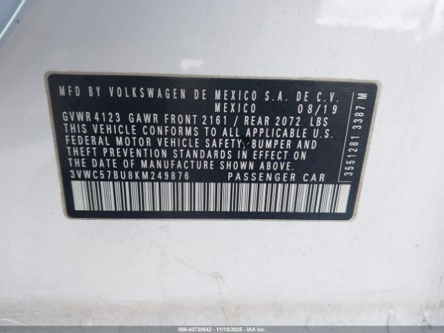 2019 VOLKSWAGEN JETTA 3VWC57BU8KM249876 Photo 8
