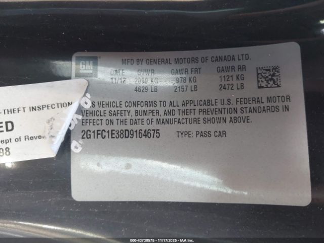 2013 CHEVROLET CAMARO 2G1FC1E38D9164675 Photo 8