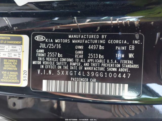 2016 KIA OPTIMA 5XXGT4L39GG100447 Photo 8