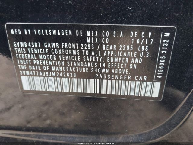 2018 VOLKSWAGEN JETTA 3VW4T7AJ9JM242628 Photo 8