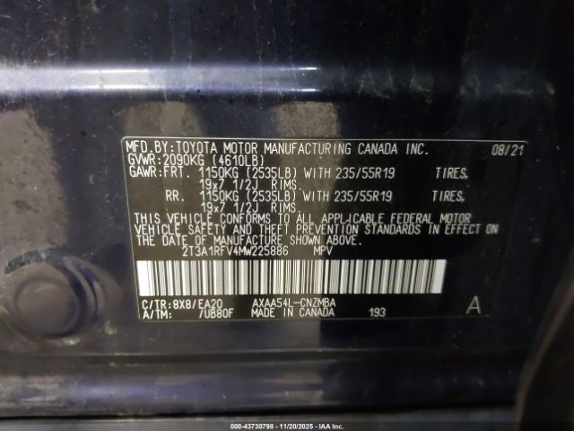 2021 TOYOTA RAV4 2T3A1RFV4MW225886 Photo 8