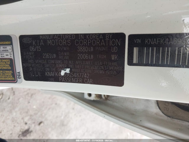 KNAFK4A69G5487742 KIA FORTE LX
