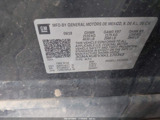 2019 CHEVROLET EQUINOX 3GNAXUEVXKL170343 Photo 8