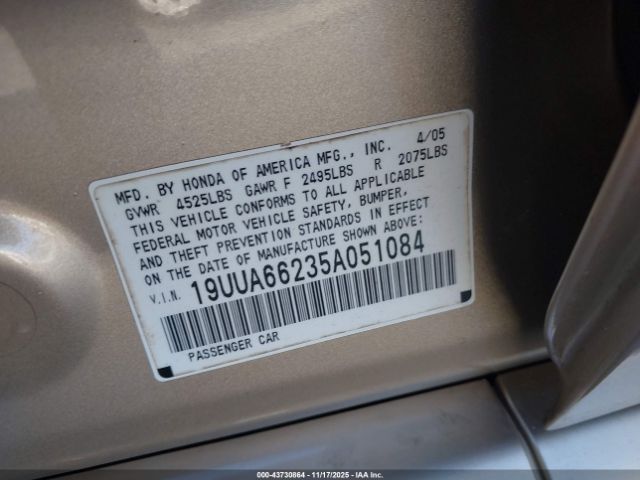 2005 ACURA TL 19UUA66235A051084 Photo 8