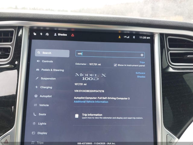 Продажа на аукционе авто 2017 Tesla Model X 100d/75d/90d, vin: 5YJXCBE22HF047278, номер лота: 43730905