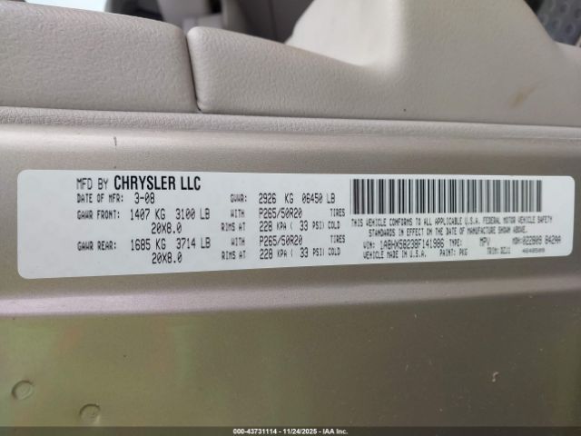 2008 CHRYSLER ASPEN 1A8HX58238F141986 Photo 8