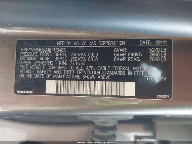 2011 VOLVO XC70 YV4940BZ4B1110485 Photo 8