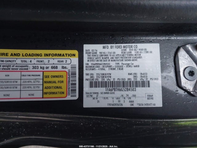 1FA6P8TH6G5284503 Ford Mustang Ecoboost