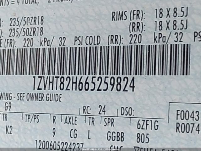 2006 FORD MUSTANG 1ZVHT82H665259824 Photo 8