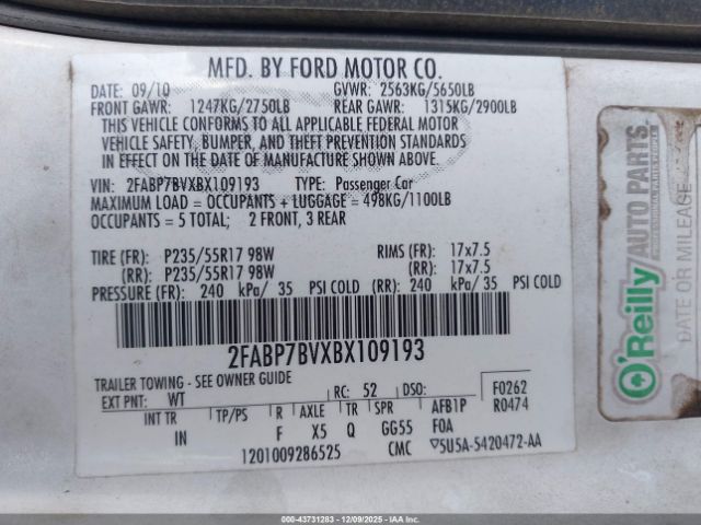 2011 FORD CROWN VICTORIA 2FABP7BVXBX109193 Photo 8