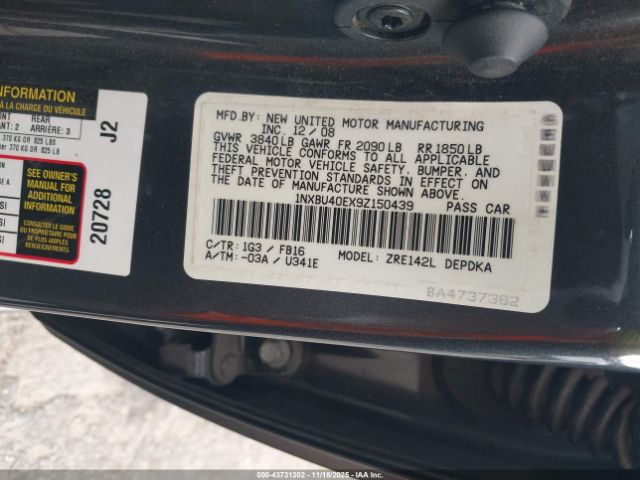 2009 TOYOTA COROLLA 1NXBU40EX9Z150439 Photo 8