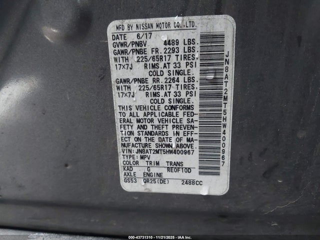 Nissan Rogue 2017 JN8AT2MT5HW400967 Image 9