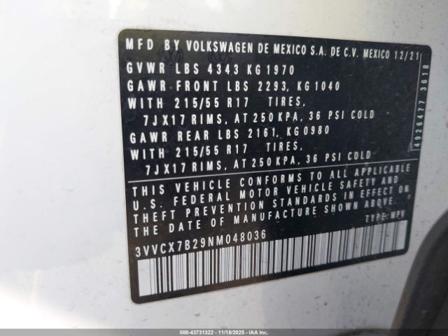 2022 VOLKSWAGEN TAOS 3VVCX7B29NM048036 Photo 8