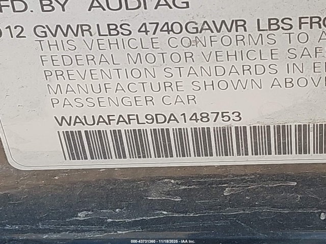 2013 AUDI A4 WAUAFAFL9DA148753 Photo 8