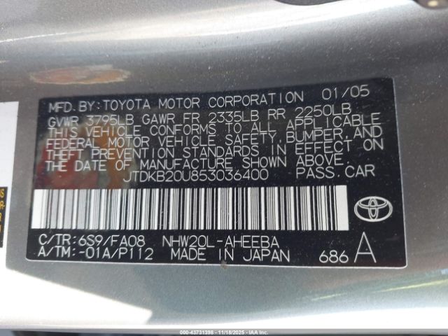 2005 TOYOTA PRIUS JTDKB20U853036400 Photo 8