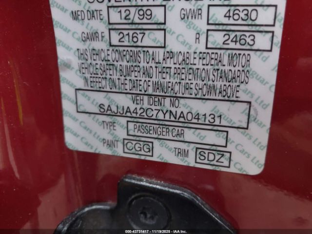 2000 JAGUAR XK8 SAJJA42C7YNA04131 Photo 8