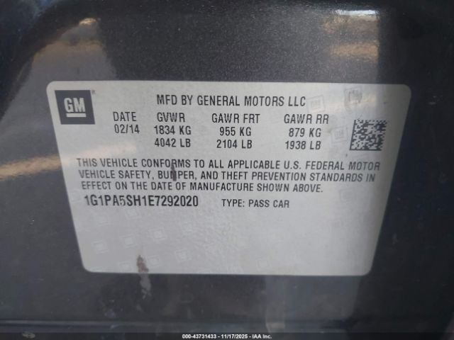 2014 CHEVROLET CRUZE 1G1PA5SH1E7292020 Photo 8