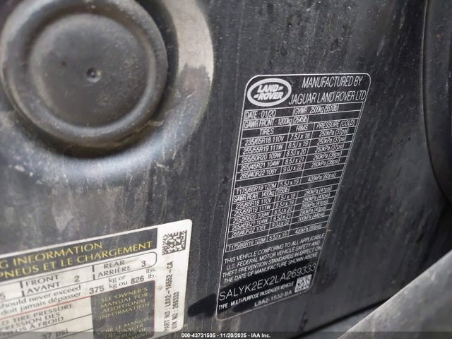 2020 LAND ROVER RANGE ROVER VELAR SALYK2EX2LA269333 Photo 8