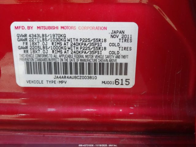 2012 MITSUBISHI OUTLANDER SPORT JA4AR4AU8CZ003810 Photo 8