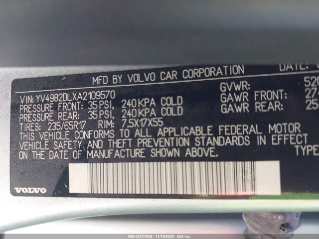 2010 VOLVO XC60 YV4982DLXA2109570 Photo 8