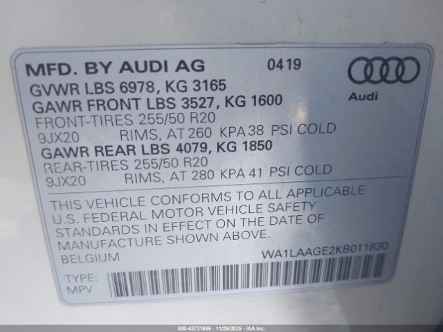 2019 AUDI E-TRON WA1LAAGE2KB011830 Photo 8