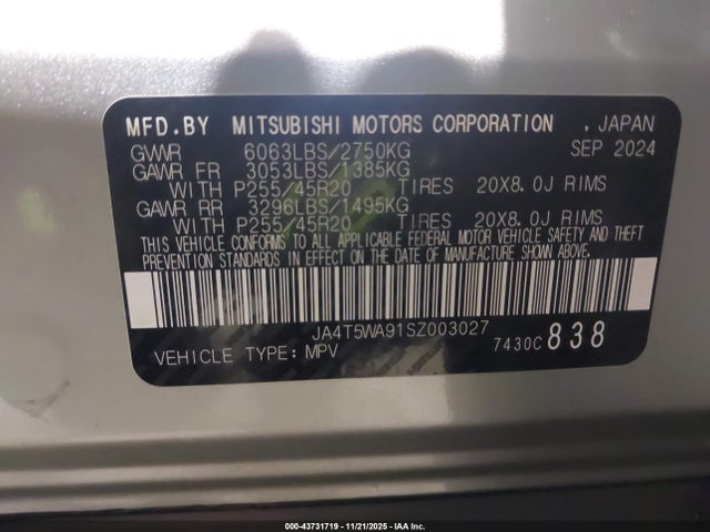 2025 MITSUBISHI OUTLANDER PHEV JA4T5WA91SZ003027 Photo 8