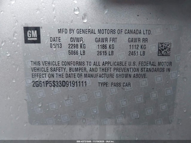 Продаж на аукціоні авто 2013 Cadillac Xts Luxury, vin: 2G61P5S33D9191111, номер лоту: 43731849
