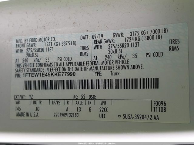 2019 FORD F-150 1FTEW1E45KKE77990 Photo 8