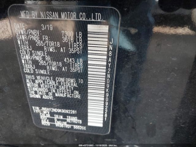2019 NISSAN ARMADA JN8AY2ND9K9092281 Photo 8