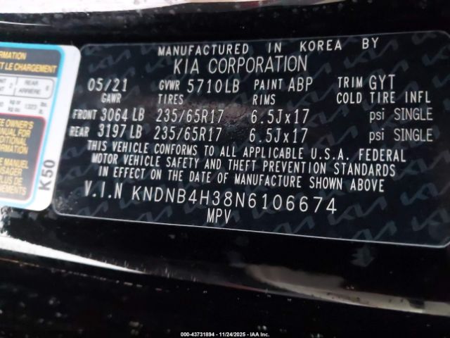 2022 KIA CARNIVAL MPV KNDNB4H38N6106674 Photo 8