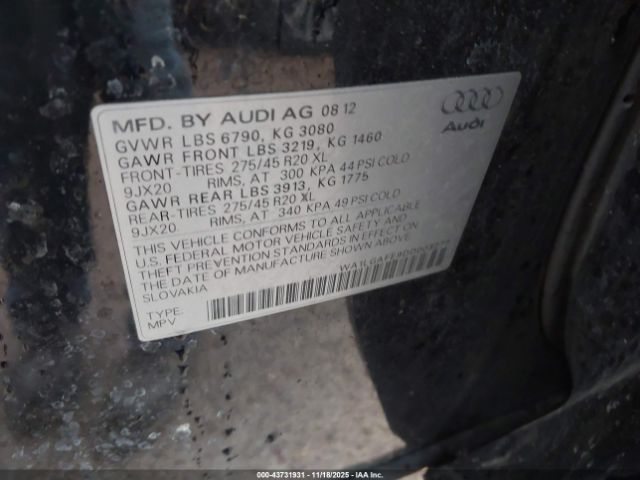 2013 AUDI Q7 WA1LGAFE9DD003277 Photo 8