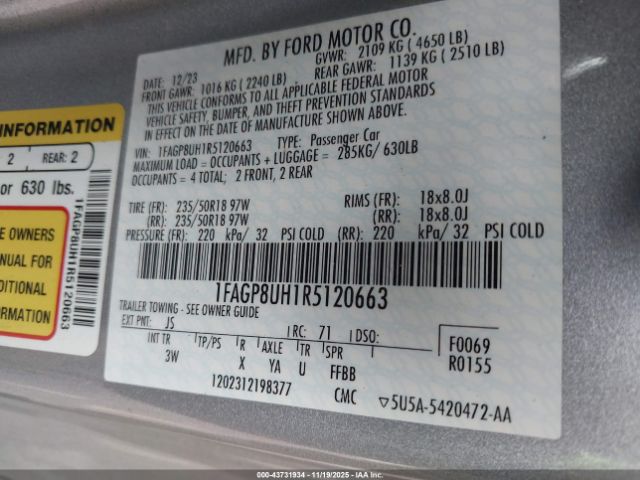 2024 FORD MUSTANG 1FAGP8UH1R5120663 Photo 8