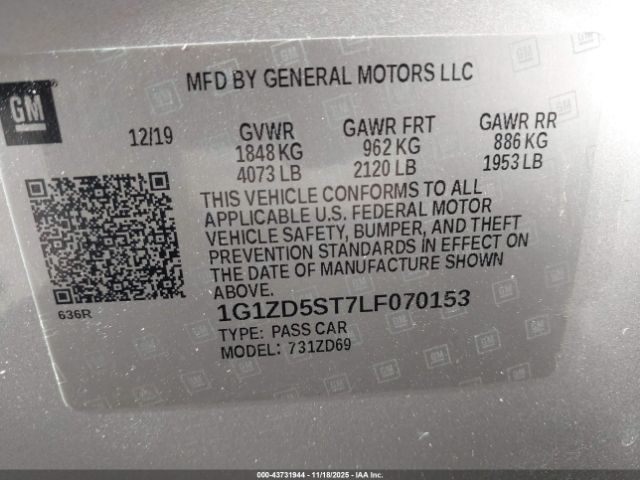 2020 CHEVROLET MALIBU 1G1ZD5ST7LF070153 Photo 8