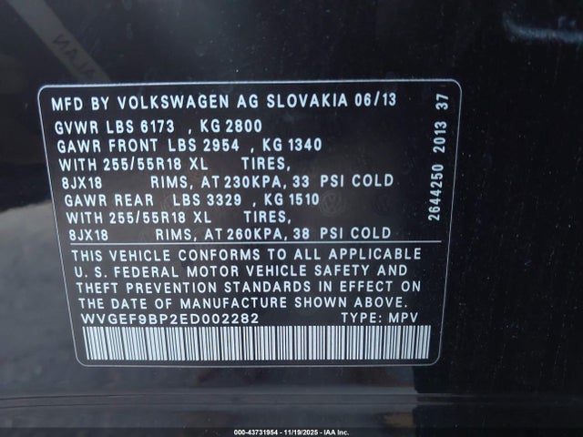 2014 VOLKSWAGEN TOUAREG WVGEF9BP2ED002282 Photo 8