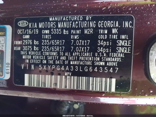 5XYPG4A33LG643547 KIA gdi theta-ii