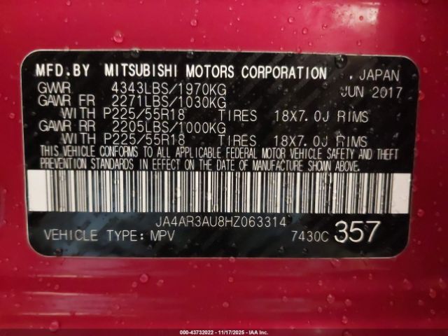 2017 MITSUBISHI OUTLANDER SPORT JA4AR3AU8HZ063314 Photo 8
