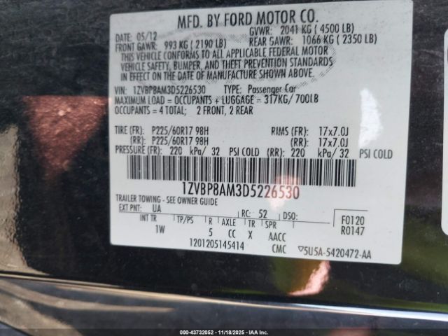 2013 FORD MUSTANG 1ZVBP8AM3D5226530 Photo 8