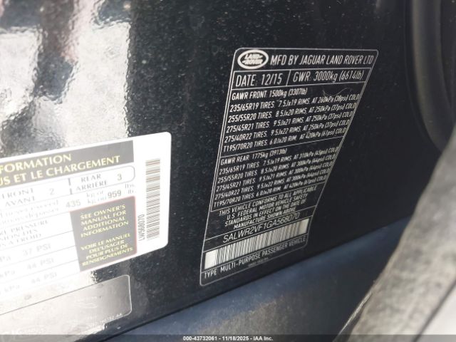 2016 LAND ROVER RANGE ROVER SPORT SALWR2VF1GA568070 Photo 8