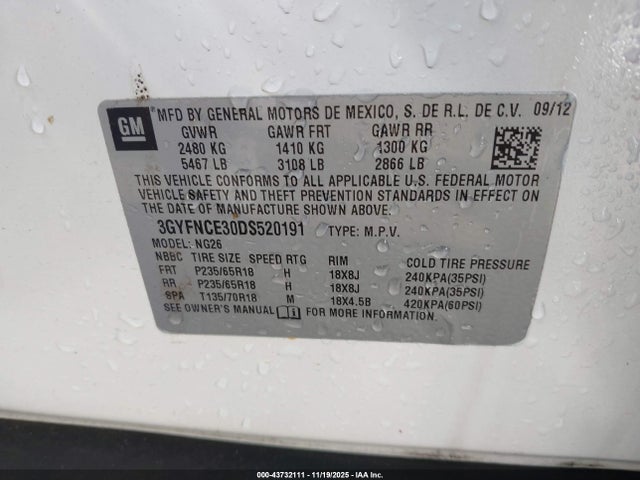 2013 CADILLAC SRX 3GYFNCE30DS520191 Photo 8